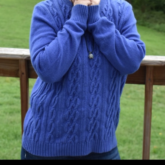 Lands' End Sweaters - Lands' End Cable Knit Plum Blue Sweater Medium